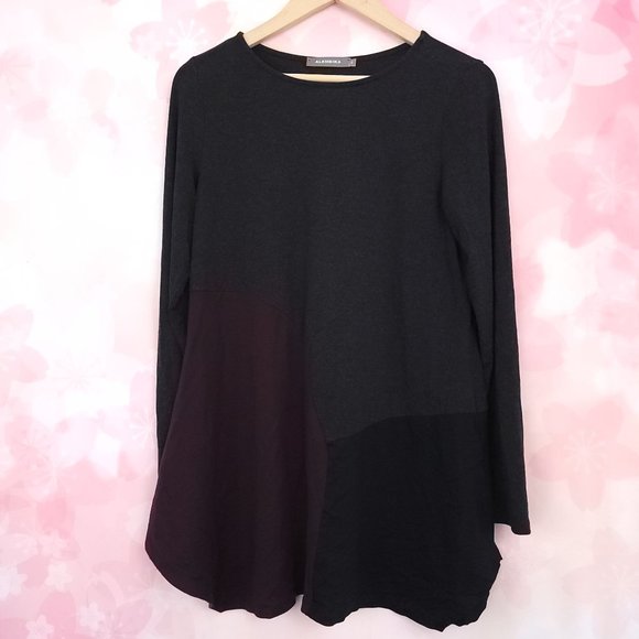 ALEMBIKA ISRAEL Lagenlook Stretchy Multicolor Colorblock Tunic Small - Picture 1 of 6